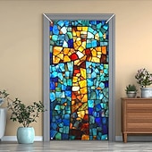 billige Dørdeksler-Dørdekorasjoner Dørtrekk Kors Blekktglass Effekt Dørvev Dørgardin Dekorasjon Bakgrunn Innendørs/Utendørs Dørbanner Framdør Gårdsdrift