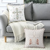 cheap Vintage Style-Vintage Decorative Toss Pillows Cover 1PC Vintage Ethiopian Cross Print Soft Square Couch Cushion Case Pillowcase for Bedroom Livingroom Sofa Chair