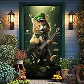 cheap Saint Patrick's Day-Saint Patrick's Day Door Decorations Door Covers Shamrock Gold Coins Door Tapestry Door Curtain Decoration Backdrop Indoor/Outdoor Door Banner for Front Door Farmhouse