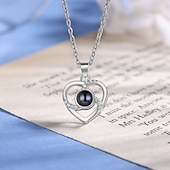 abordables Día de la Madre-Collar de proyección de fotos personalizado mejor regalo para mamá - Colgante personalizado con foto regalo ideal para bodas Navidad o aniversarios para amigos y familia
