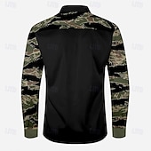 preiswerte Westernhemden für Herren-Herren camuflaje Tarnfarben Westernhemd Cowboy-Shirt Langarm Western Brautkleider schlicht Outdoor Frühling Herbst Umlegekragen 2 Taschen Schwarz Braun Grün Khaki