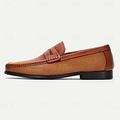 cheap Premium Leather Loafers-Men's Premium Cowhide Embossed Leather Loafers - Stylish Textured Design for Casual and Formal Occasions