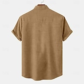 cheap Classic-Men&#039;s Shirt Linen Shirt Retro Shirts Vintage Shirt Ethnic Shirt Ethnic Vacation Daily Green khaki Beige Short Sleeve Turndown Summer Spring Clothing Apparel