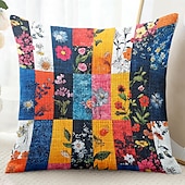 baratos Estilo Vintage-Capa de Almofadas Decorativas Floral 1PC Capa quadrada macia para Sofá Quarto Sala de Estar
