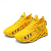 economico Scarpe da Corsa per Uomini-Per uomo Sneakers Tessitura Volante Confortevole Antiscivolo Mocassino Nero Bianco Giallo