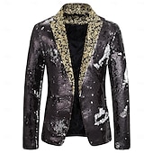 baratos Tops-blazer disco 1980s 2 cores brilhante lantejoulas smoking ajuste fino lapela colarinho ternos carnaval traje masculino adulto halloween carnaval festa de casamento clube smoking