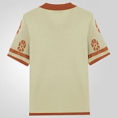 olcso Férfi nyomtatott póló-Férfi Button Up Polos Golfing Hétköznapi Sport Hajtóka Rövid ujjú Divat Alap Jacquardszövet Gombok Nyár Barna Button Up Polos