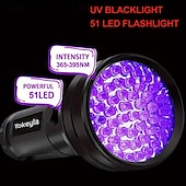 cheap Flashlights-51 LED UV Flashlight - 395nm Black Light for Dog Urine, Pet Stains &amp; Bed Bug Detection (Batteries Not Included)