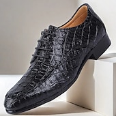 baratos Formal-Homens Oxfords Padrão de crocodilo Pele PU Respirável Confortável Antiderrapante Com Cadarço Castanho Claro Preto Outono Inverno