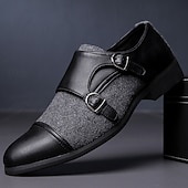 cheap Formal-Men&#039;s Green and Black Suede Double Monk Strap Shoes – Stylish Faux Leather Formal Dress Shoes for Weddings and Business Occasions