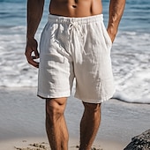 baratos Feriado-Homens Calção Shorts de verão Shorts de praia Com Cordão Cintura elástica Perna reta Tecido Conforto Respirável Comprimento do joelho Diário Feriado Praia Férias Moda Branco Azul Marinha