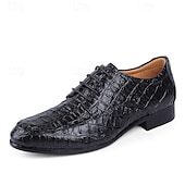 baratos Formal-Homens Oxfords Padrão de crocodilo Pele PU Respirável Confortável Antiderrapante Com Cadarço Castanho Claro Preto Outono Inverno