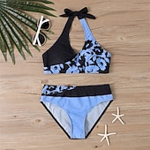 Недорогие Серфинг Танкини и Бикини-Жен. Танкини Купальник из двух частей Открытая спина Купальники Цветочный принт Купальники Желтый Розовый Дышащий Быстровысыхающий Легкость Без рукавов - Плавание Серфинг Пляж  Лето Весна