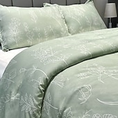お買い得  エリートコレクション-セージグリーンの掛け布団カバーセット、掛け布団 1 枚と枕カバー 2 枚、冬用掛け布団セット