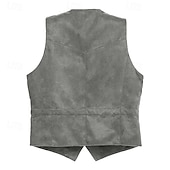abordables Gilets-Homme Gilet en daim Usage quotidien Vacances Sortie Style vintage Chic et moderne Printemps &amp; Automne Bouton Polyester Confortable Plein Boutonnage Simple Col V Standard Noir Marron Café Gris Gilet
