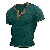preiswerte Lässiges Henley-T-Shirt-Herren Henley Shirt T-Shirt Kurze Ärmel Glatt Raglanärmel Modisch Designer Basic Knopf hoch Henley Urlaub Strasse Ausgehen Sommer Dunkel Braun Marineblau Königliches Blau Henley T-Shirt
