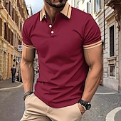 cheap Men&#039;s Classic Polo-Men&#039;s Polo Shirts Golf Shirt Business Classic Short Sleeve Color Block Buttons Spring &amp; Summer Black White Light Green Burgundy Navy Blue Royal Blue Polo Shirts