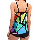 abordables Maillots une pièce et tankinis-Femme Tankini Maillot De Bain Deux Pièces Maillots de Bain Maillots de Bain Rouge Bleu Respirable Séchage rapide Poids Léger Sans Manches - Natation Surf Plage Eté Printemps Grande Taille