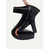 olcso Block Heels-női fekete magassarkú mary jane pumpák - kerek orr, stílusos bokapánt gombos részletekkel, tökéletes irodai vagy hétköznapi viselethez