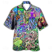 preiswerte Ozean-Druck-Herren Tropisch Fische Hemd Hawaiihemd Sommerhemd Aloha-Shirt Kurzarm Hemd Umlegekragen Tropisch Modisch Hawaiianisch Casual Hawaiianisch Festtage Weiß Gelb Schwarz / Braun S M L