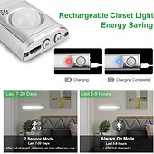 cheap Cabinet Light-1pc LED Closet Lights - Motion Sensor Under Cabinet USB Rechargeable Night Lamp, Dimmable Indoor Lighting for Kitchen, Wardrobe &amp; Stairs 80/120/160 LEDs