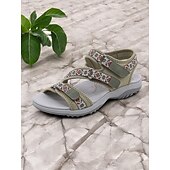 abordables Sandales Confort-sandales de sport bleues pour femmes avec sangles réglables et motif géométrique – chaussures de marche d&#039;extérieur confortables pour la randonnée, les voyages et les vêtements décontractés