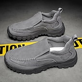 abordables Zapatos Casuales Slip-On-Men's Slip-On Suede Outdoor Shoes – Breathable Lightweight Design with Non-Slip Sole for Hiking, Travel and Casual Wear