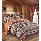 economico Set copripiumino-copripiumino boho flower full size set biancheria da letto con linee bohemien set letto con linee azteche copripiumino geometrico copripiumino morbido e leggero con 2 federe per estate primavera
