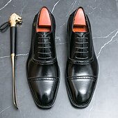 levne Formální-pánské hnědé oxfordky z umělé kůže – klasický brogue design se zapínáním na šněrování pro formální obchodní a svatební příležitosti