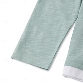preiswerte Baumwoll-Leinen T-Shirts-Herren Hemd V-Ausschnitt T-Shirt Langarmshirt Langarm V Ausschnitt Frühling &amp; Herbst Einfarbig Patchwork Täglich Lässig Streetstyle Falscher Zweiteiler Outdoor Straße Lässig Dunkelgrau Hellgrün Kaffee