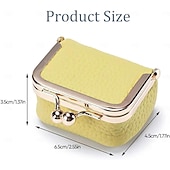 cheap Jewelry &amp; Cosmetic Storage-Genuine Leather Mini Jewelry Box, Portable Vintage-inspired Genuine Leather Coin Purse Jewelry Case with Kiss Lock, Mini Travel Ring Box for Women for Earring/Ring/Necklace/Bracelet