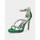 preiswerte Prom-elegante, mit Strasssteinen verzierte Satin-High-Heel-Sandalen für Damen - perfekt für Hochzeiten und formelle Anlässe