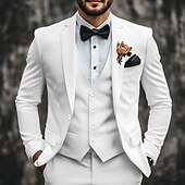 abordables Costumes de mariage-Costumes de mariage pour hommes mode formelle d&#039;été couleur unie coupe standard 3 pièces à deux boutons