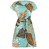 cheap Casual Floral Dresses-Women&#039;s Mini Dress Casual Dress A Line Dress Floral Dress Summer Dress Hawaiian Stylish Casual Vacation Daily Date Regular Fit Floral Short Sleeve V Neck Pink Red Blue Green Summer