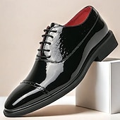 cheap Formal-Men&#039;s Dress Shoes PU Leather Breathable Comfortable Slip Resistant Lace-up Black Gold Fall Winter