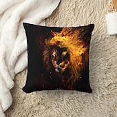 billige dyrestil-dyr dekorative kasteputer trekk 1 stk myk firkantet sofa putetrekk putetrekk for soverom stue sofa stol skummel løve