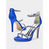 preiswerte Prom-elegante, mit Strasssteinen verzierte Satin-High-Heel-Sandalen für Damen - perfekt für Hochzeiten und formelle Anlässe