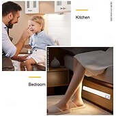 cheap Cabinet Light-1pc LED Closet Lights - Motion Sensor Under Cabinet USB Rechargeable Night Lamp, Dimmable Indoor Lighting for Kitchen, Wardrobe &amp; Stairs 80/120/160 LEDs