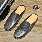 cheap Men&#039;s Clogs &amp; Mules-Men&#039;s Slip-On Moccasin Shoes – Comfortable Casual Leather Loafers with Woven Detailing for Everyday Wear