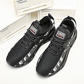 economico Scarpe da Corsa per Uomini-Per uomo Sneakers Tessitura Volante Confortevole Antiscivolo Mocassino Nero Bianco Giallo