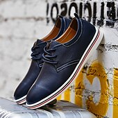 cheap Semi-Formal-Men&#039;s Casual Lace-Up Shoes – Vibrant Faux Leather Upper, Lightweight Design, Non-Slip Sole, Perfect for Everyday Wear and Summer Outings