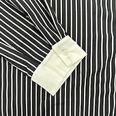 preiswerte Herrenhemd zum Knöpfen-Herrenhemd Langarmhemd Freizeithemd blau gestreiftes Hemd Kontrastkragen Sommerhemd Button-Up-Hemd Polyester schwarz blau lila orange Streifen Revers Urlaub hawaiianische Kleidung Bekleidung Mode