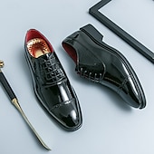 cheap Formal-Men&#039;s Dress Shoes PU Leather Breathable Comfortable Slip Resistant Lace-up Black Gold Fall Winter