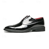 cheap Formal-Men&#039;s Dress Shoes PU Leather Breathable Comfortable Slip Resistant Lace-up Black Gold Fall Winter