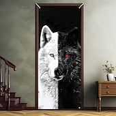 cheap Door Covers-Animal Door Decorations Door Covers Wolf Door Tapestry Door Curtain Decoration Backdrop Indoor/Outdoor Door Banner for Front Door Farmhouse