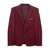 voordelige Formele pakken-Heren liiketoiminta Kostuums Bordeaux Formeel Werk Kleding Effen Standaard pasvorm 3-delige set Enkele rij knopen met twee knopen