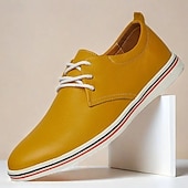 cheap Semi-Formal-Men&#039;s Casual Lace-Up Shoes – Vibrant Faux Leather Upper, Lightweight Design, Non-Slip Sole, Perfect for Everyday Wear and Summer Outings