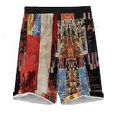 ieftine Imprimare geometrică-Bărbați Bloc Culoare Peteci Pantaloni Scurți Pantaloni scurți de plajă Pantaloni scurți casual Talie medie Hawaiană Retro / vintage Έθνικ În aer liber Concediu Haine de strada Cordon Talie elastic