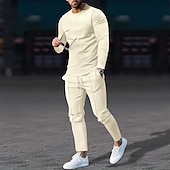 olcso Férfi Basic Tees szettek-Férfi Gofri póló Póló öltönyök Tracksuit Teniszing Rövid ujjú Tömör szín Testedző Alkalmi 2 db Kerek nyakkivágás Vakáció Hétköznapi viselet Sportruházat Nyár Fekete Fehér Királykék Henley póló