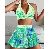 abordables Maillots une pièce et tankinis-Femme Tankini Maillot De Bain Deux Pièces Dos Nu Maillots de Bain Floral Maillots de Bain Noir Jaune Respirable Séchage rapide Poids Léger Sans Manches - Natation Surf Plage Eté Printemps